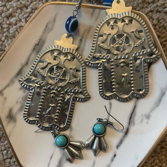 Hamsa Hand Earrings - Picture 3 of 3